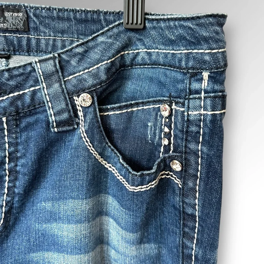 Cello Denim Womens Flare Jeans Mid Rise